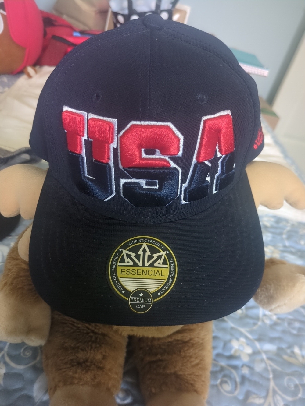 USA Embroidered Baseball Cap - Black and Red USA